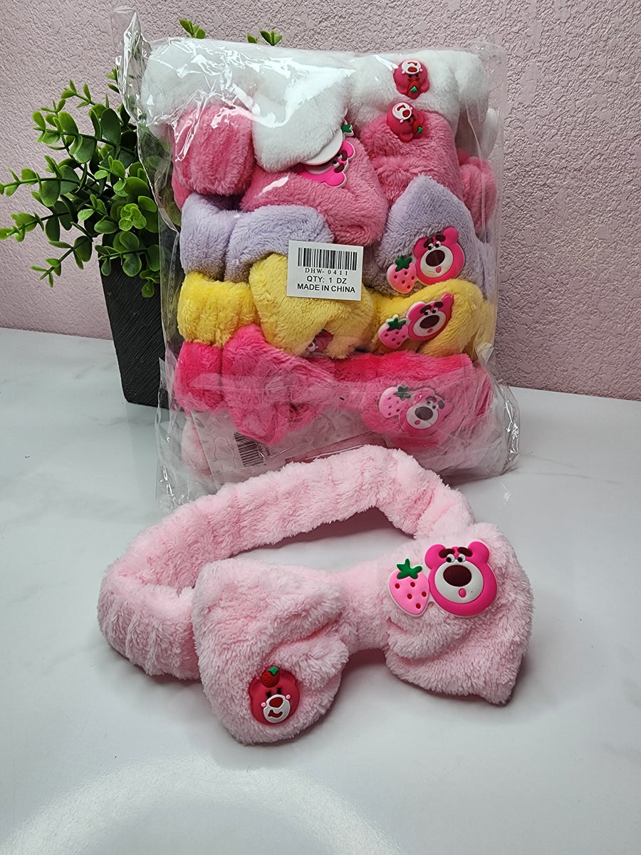 Strawberry Bear Spa Headbands DOZEN