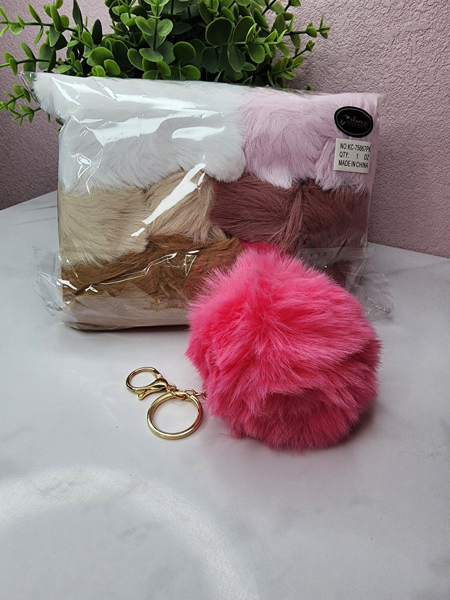 Jumbo Pom Pom Keychain DOZEN