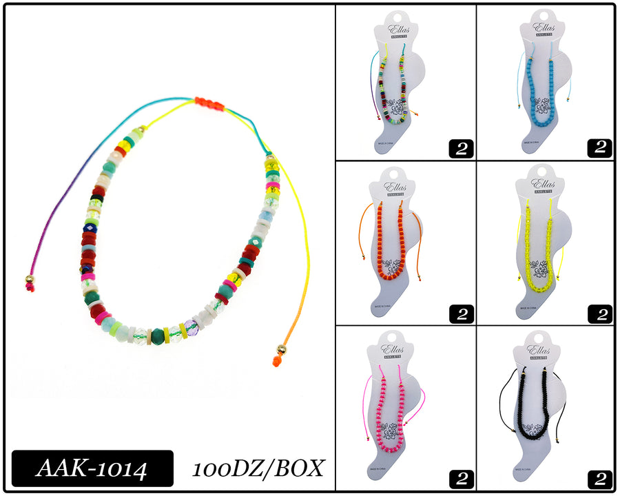 Brightly Colored Anklets, set of 12