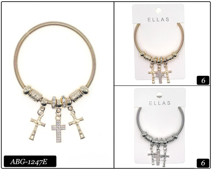 Cross Bangle Bracelet Gold/Silver