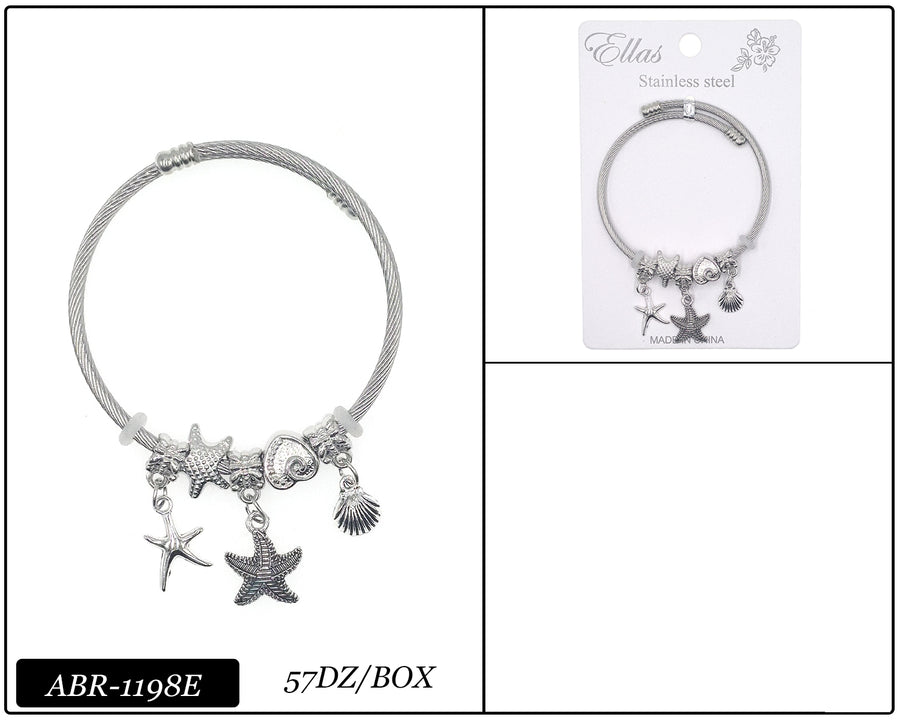 Starfish Stainless Steel Charm Bracelet