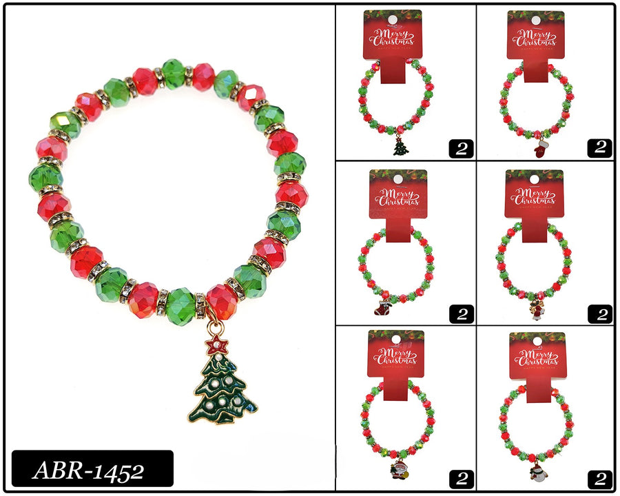 Red/Green Bead Christmas Charm Bracelet