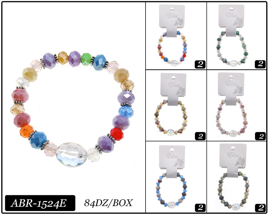 Crystal Bead Stretch Bracelet Set of 12