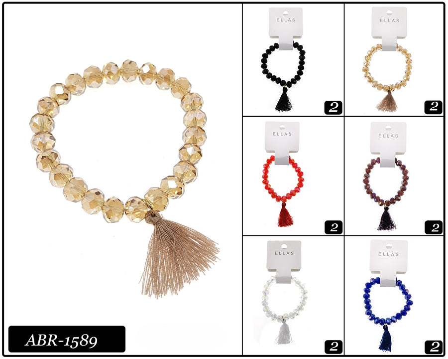 Crystal Bead Bracelet with Tassel