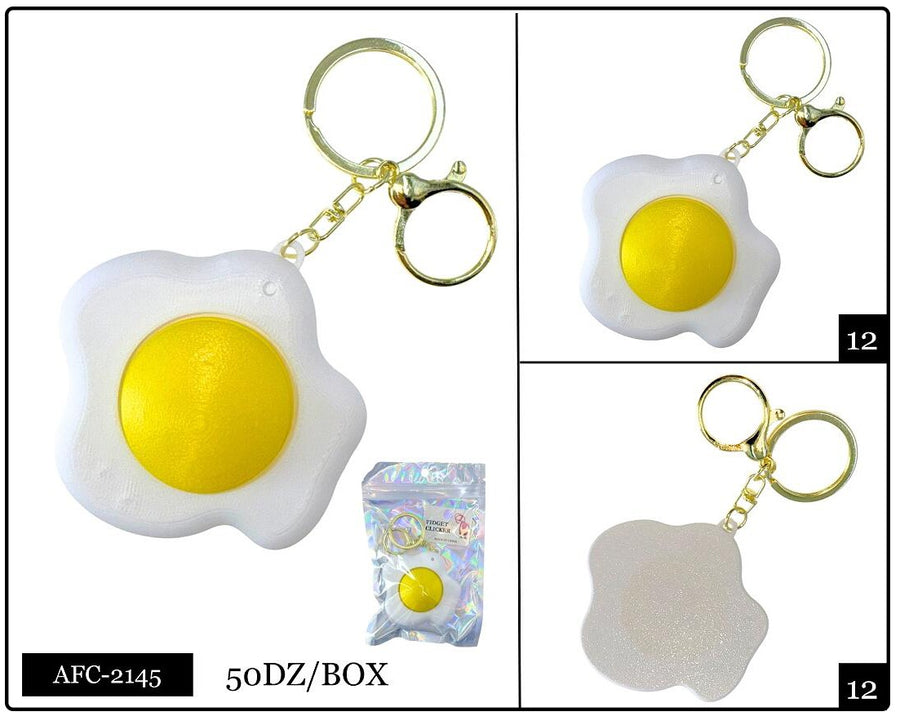 Fried Egg Fidget Clicker Keychain