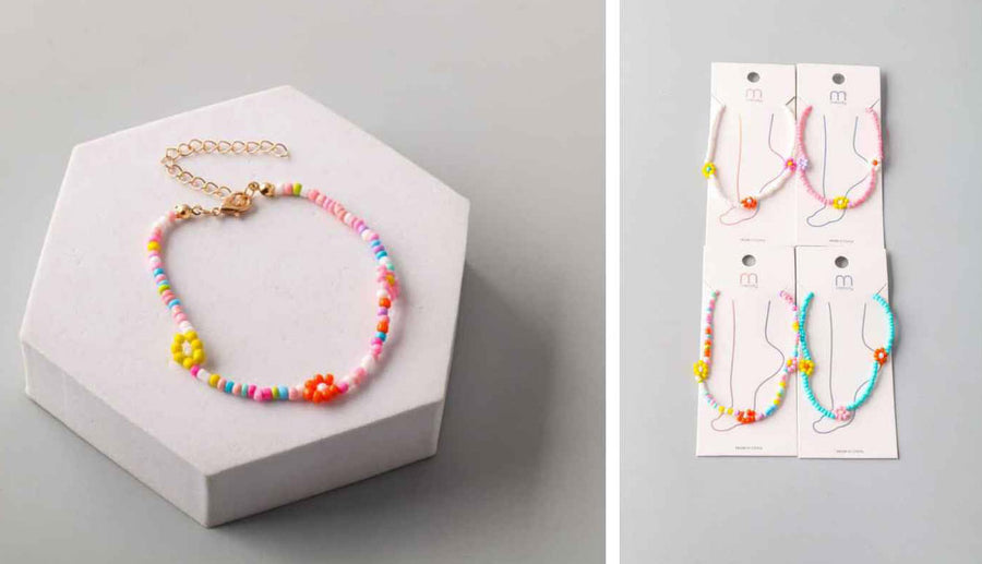 Flower Seed Bead Anklet