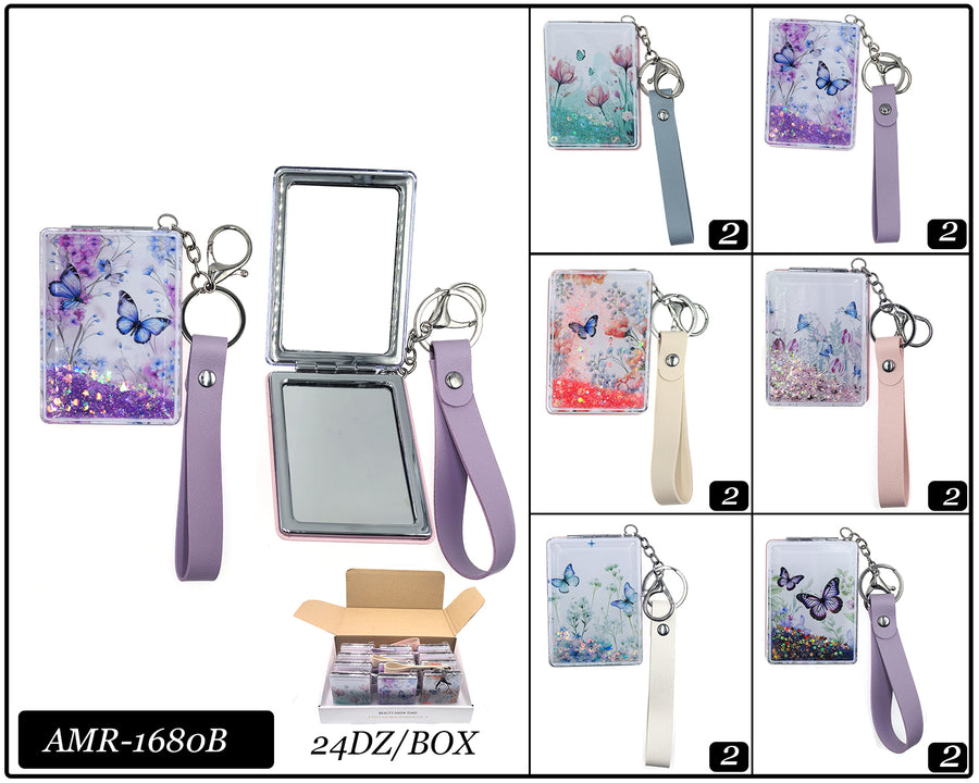 Mirror Keychain with Sparkle Covers