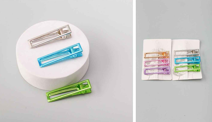 Shiny 6cm Clip, Assorted Colors, 3 per card