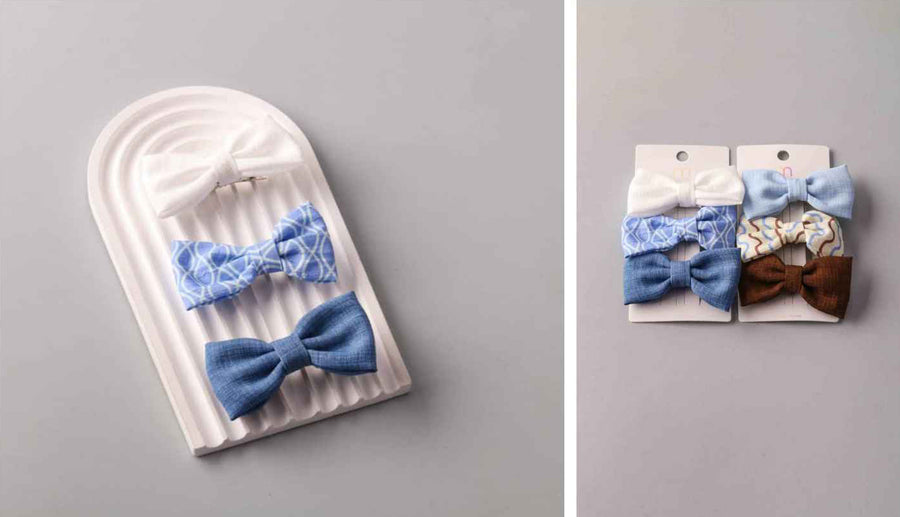 Denim and Brown Bow Set, 3 per card