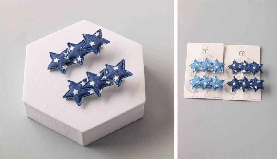Denim Stars Clips Set