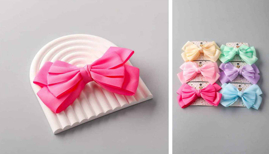 Bow Barrettes, 6 colors, individual cards