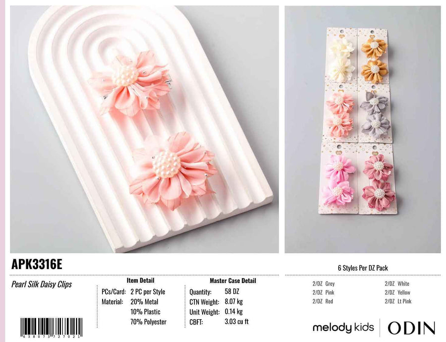 Pearl Silk Daisy Clips
