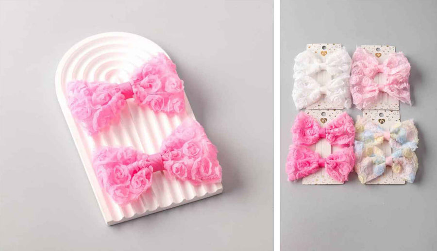 Lace Bows Four Colors, 2 per Card