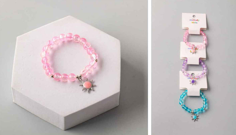 Crystal Bead Bracelets with Sun Charm