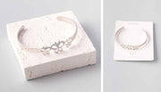 Stainless Silver Cuff Bracelet Flower and Butterfly