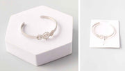 Stainless Silver Cuff Bracelet Flower and Butterfly