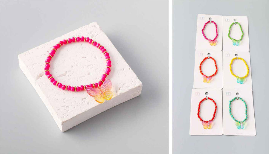Bead Bracelet with Butterfly Charm