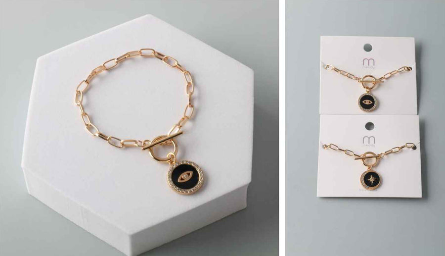 Charm Bracelet with Moon or Cat's Eye