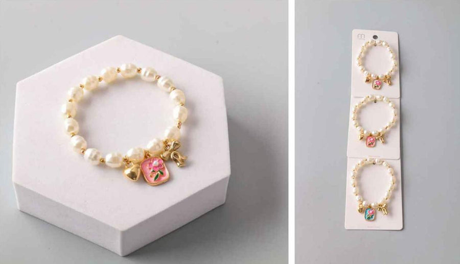 Flower Romance Charms Pearl Bracelet