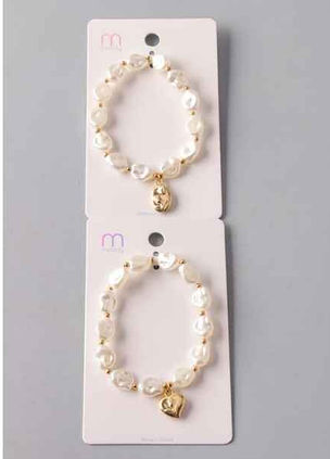 Sculpt Charm Pearl Beaded Bracelet