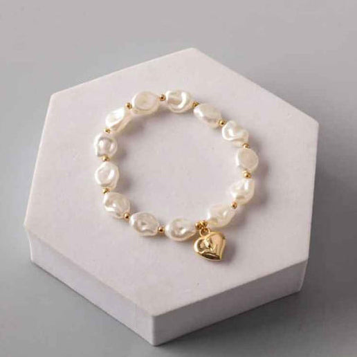 Sculpt Charm Pearl Beaded Bracelet