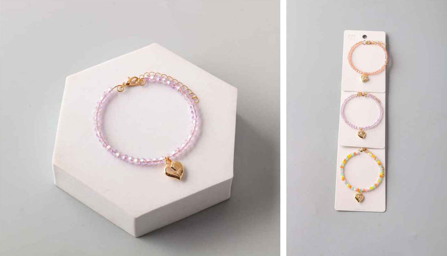 Beaded Bracelet with Heart Charm