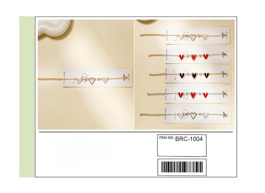 3 Heart chain bracelet adjustable
