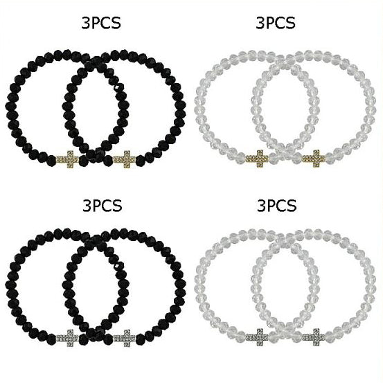 Crystals with Cross Stretch Bracelet