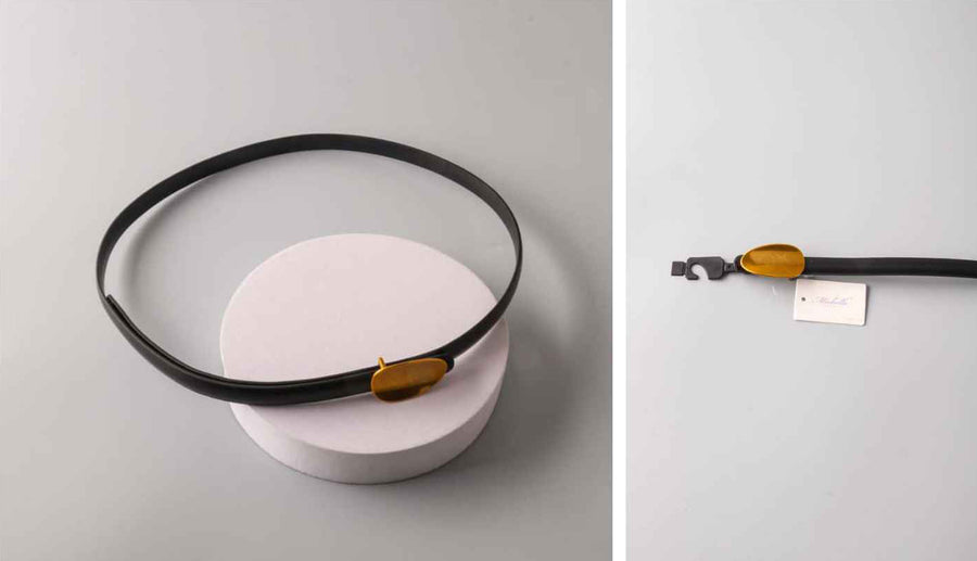 Black Belt with Gold Oval Buckle