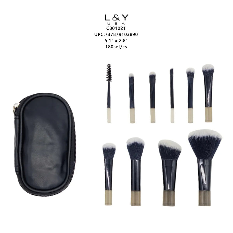 Make Up Brush Set, 10 pieces, 3 colors
