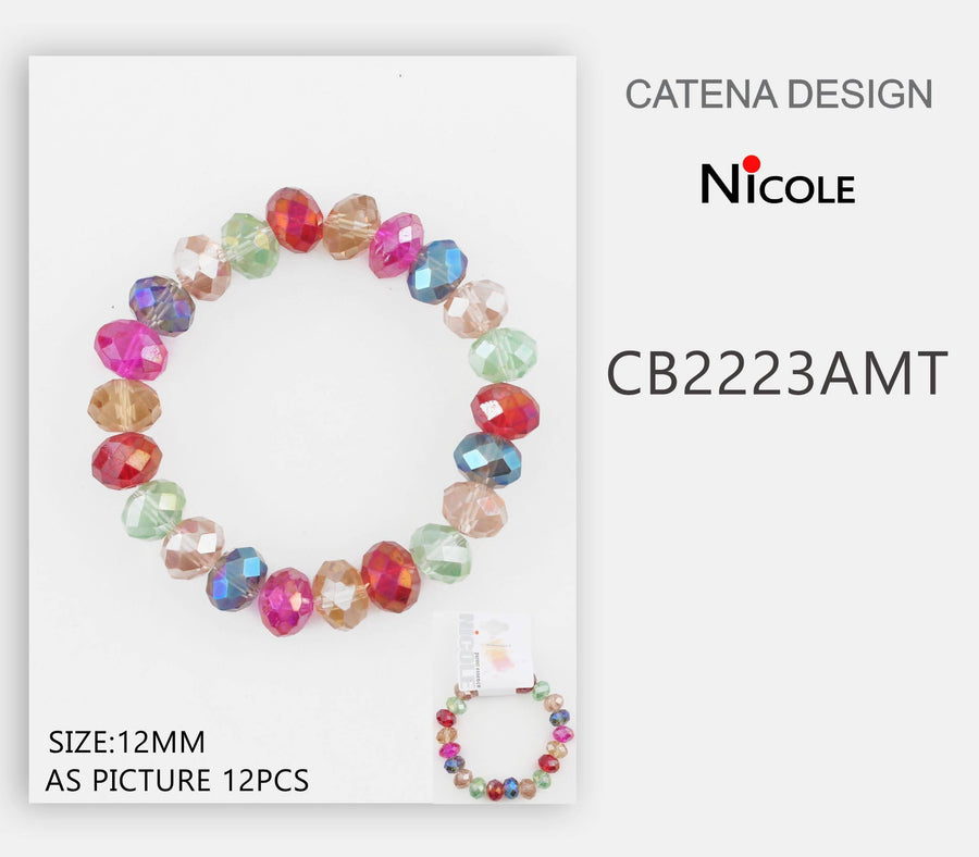 Multi Color Large Crystal Bead Bracelet