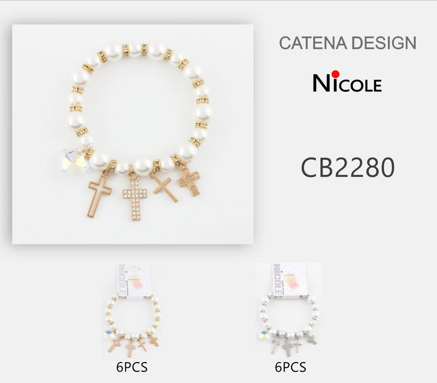 Pearl Cross Stretch Bracelet