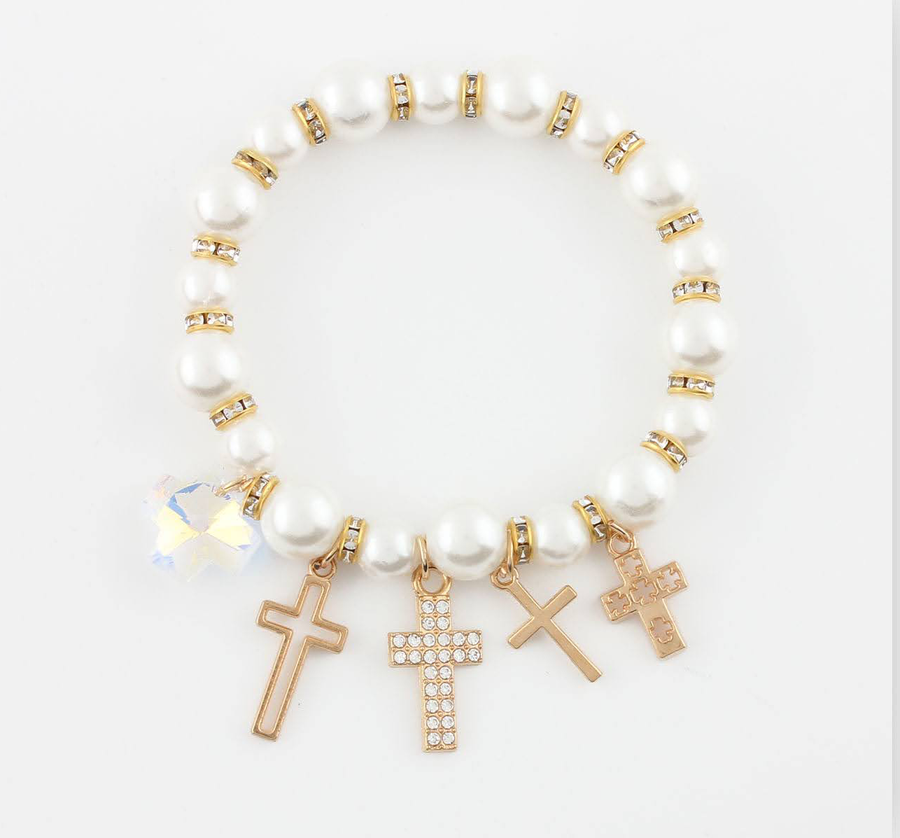 Pearl Cross Stretch Bracelet