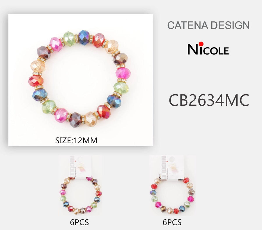Multi Color Rhinestone and Crystal Bead Bracelts