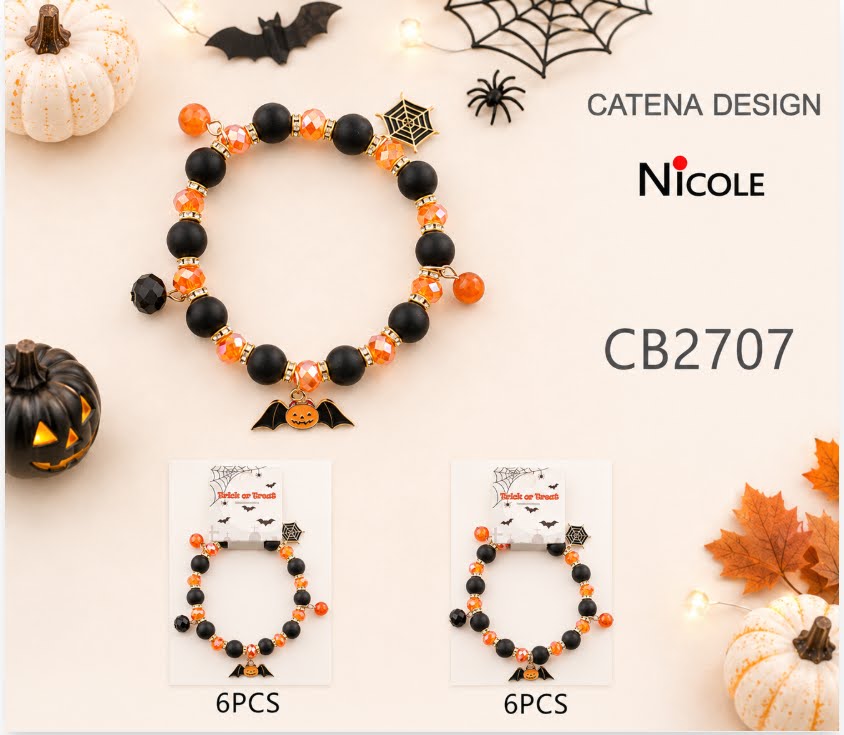 Black Orange Stretch with Bat Charm