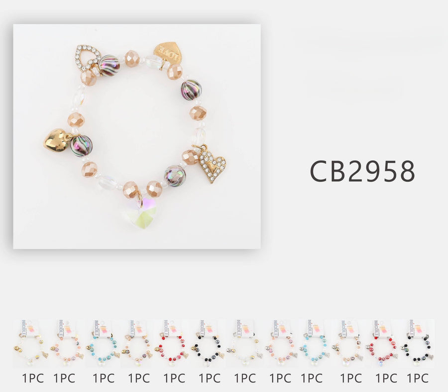 Heart Charm Beaded Bracelet