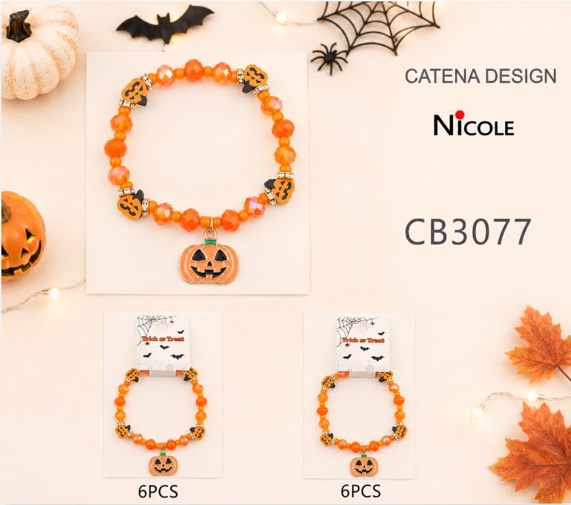 Orange Stretch Bracelet with Pumpkin Charm