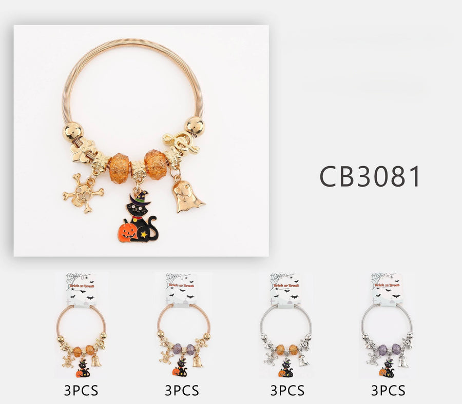 Halloween Witches Cat Charm Bracelet