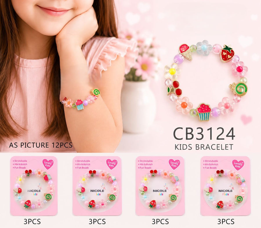 Kids flower bead and charm Bracelet