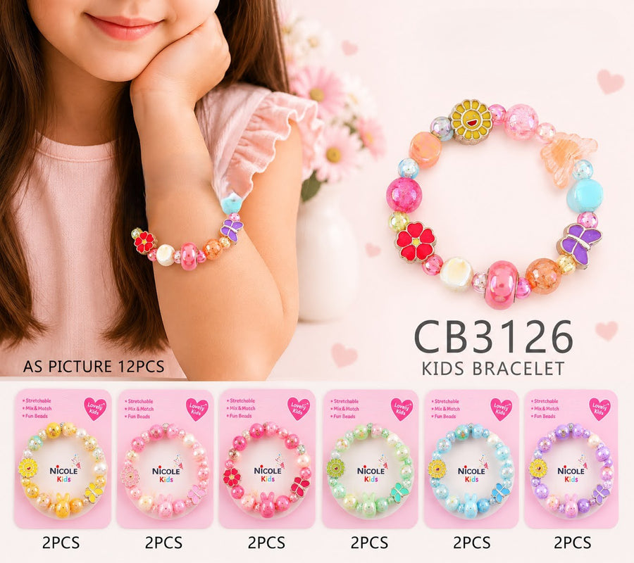 Kids butterfly bead and charm Bracelet