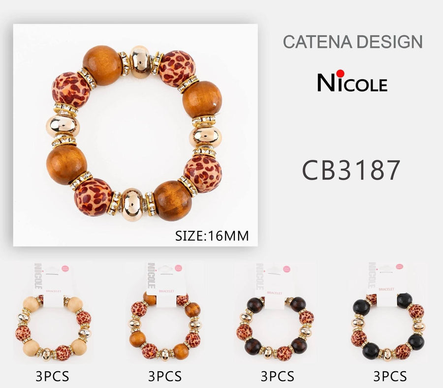 Leopard Round Mix Bead Bracelet