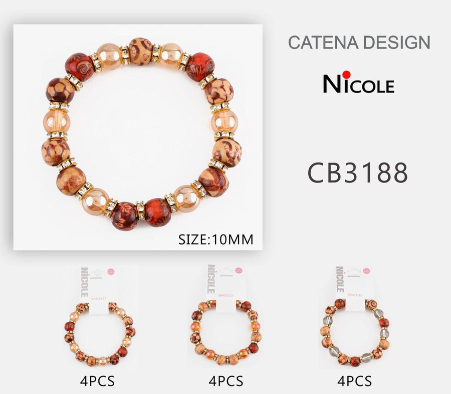 Natural/Red Bead Bracelet Style 2