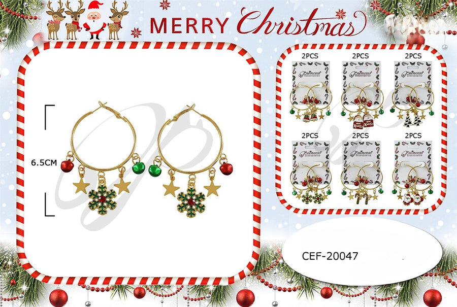 Merry Christmas Charm Hoop Earrings
