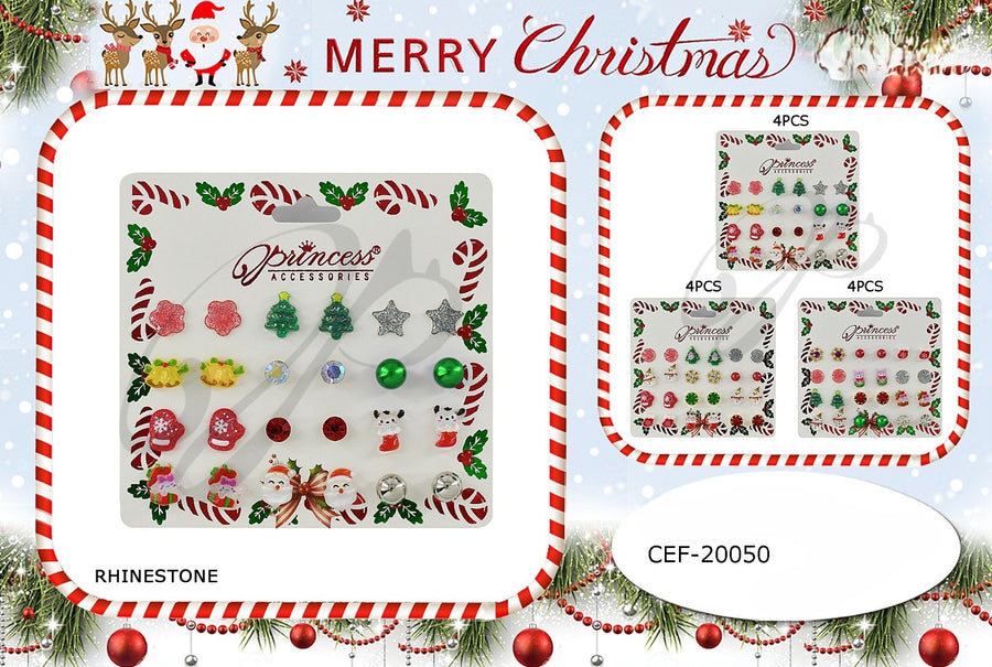 Merry Christmas Stud Earring Set of 12