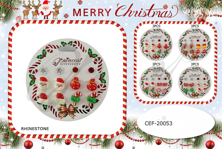 Merry Christmas Stud Earring with Bells Set of 6