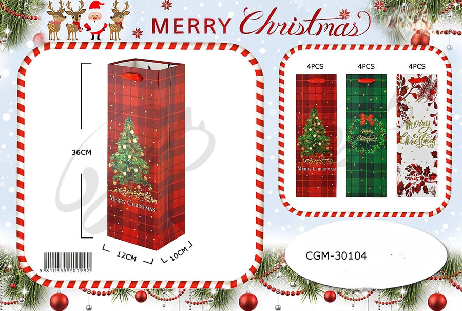 Plaid Christmas Wine Bags