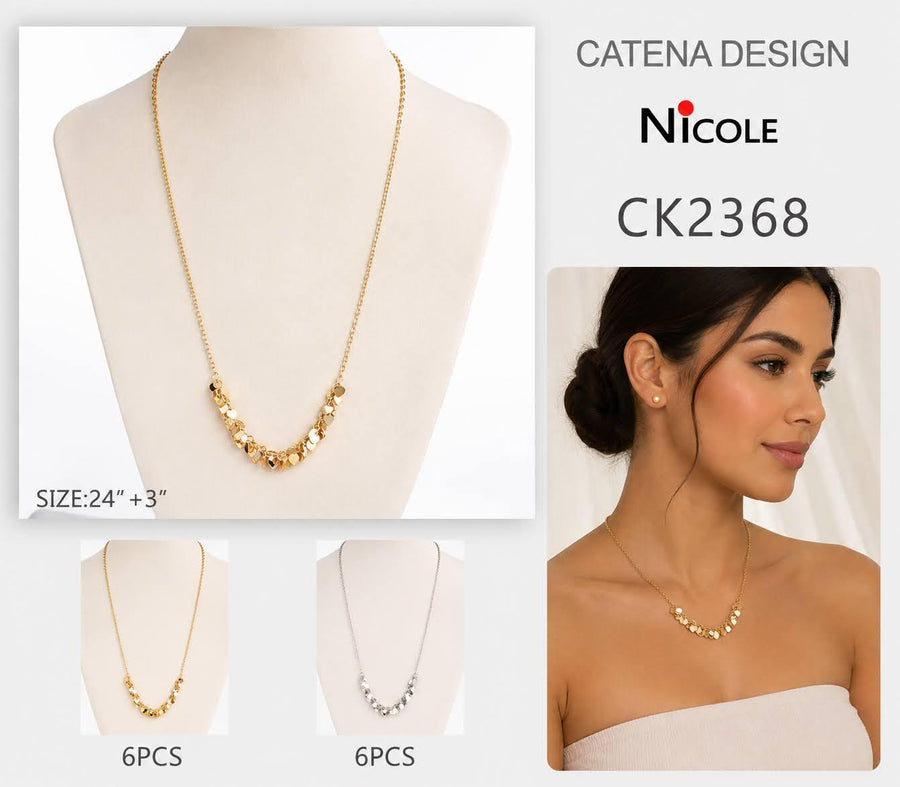 24"+3" Small metal Charm Necklace