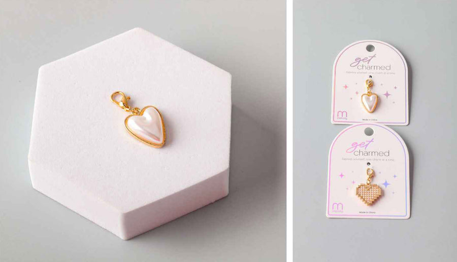 Pearl Heart Charms