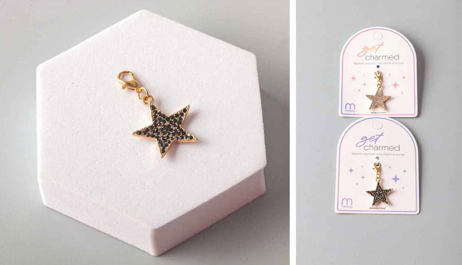 Crystal Black and Clear Star Charms