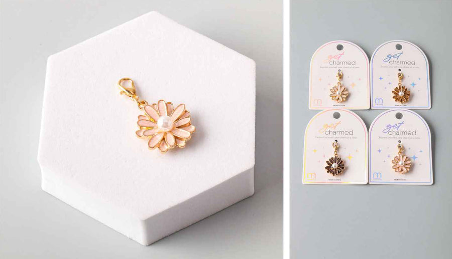 Daisy Charm with Pearl Center